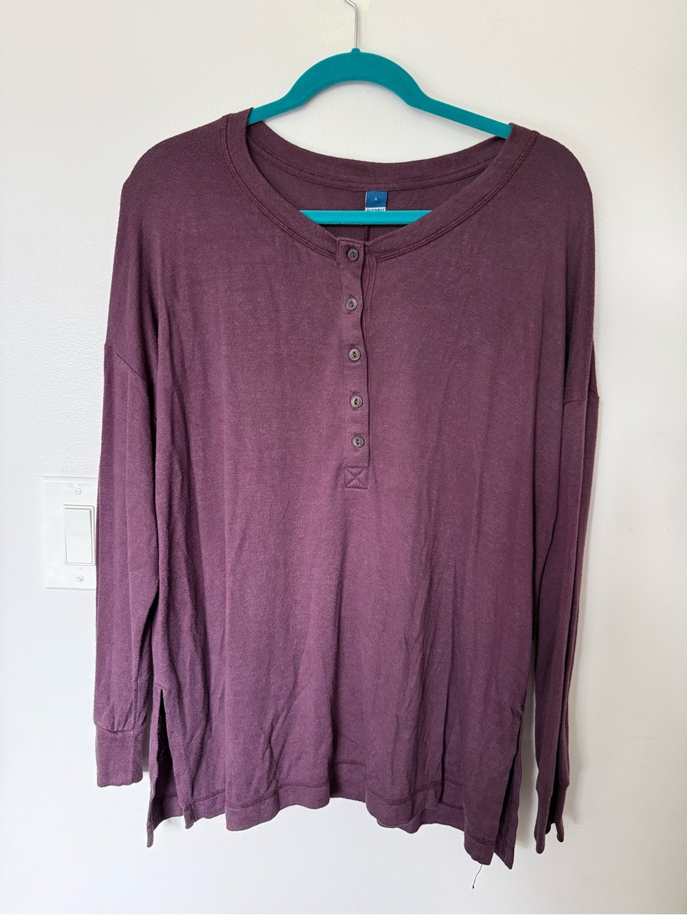 Women's Long-Sleeve Henley Tunic - Mauve Plum